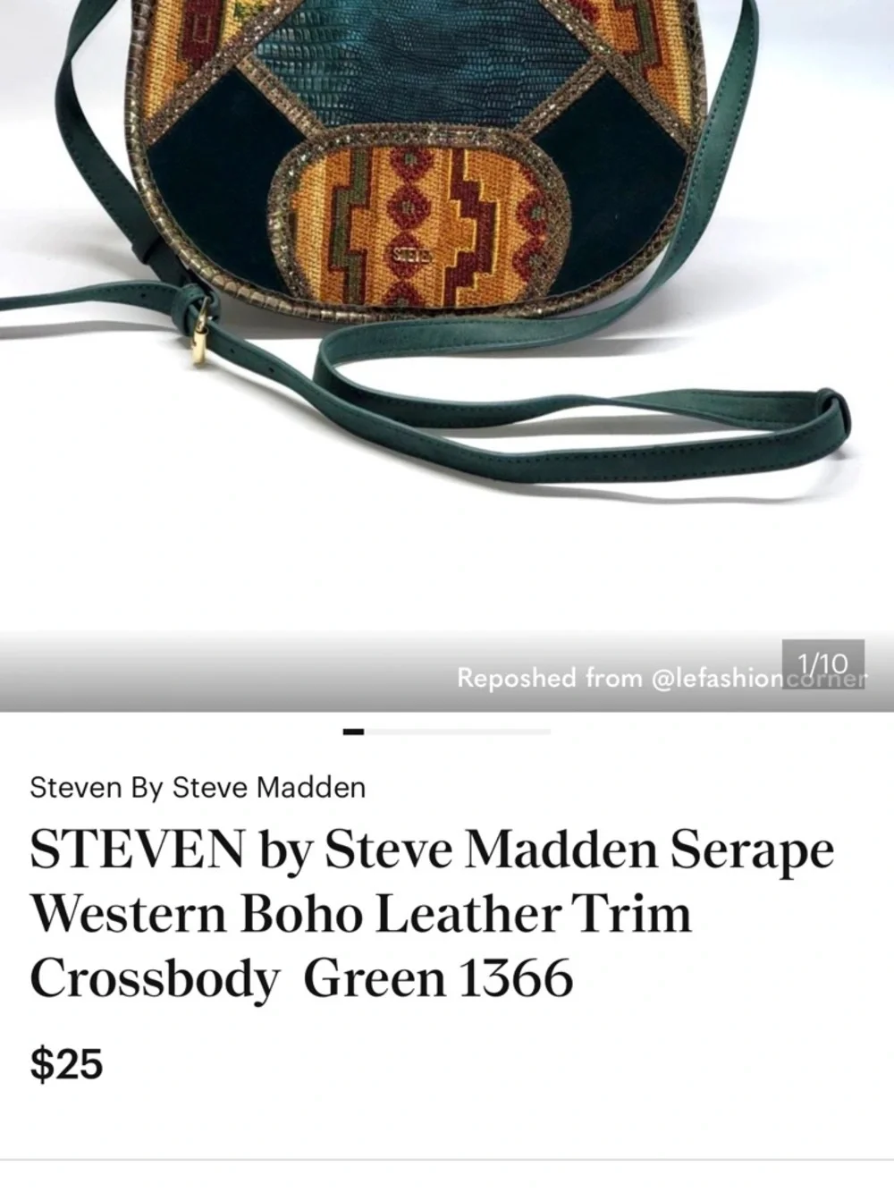 Steven Steve Madden Serape patchwork crossbody saddle bag leather trim
